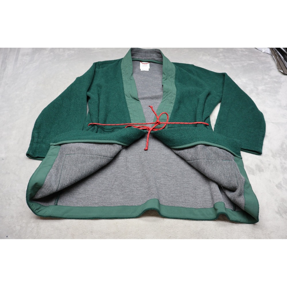 Topo Designs Sweater Women Medium Green Global Wrap Wool Blend Open Front Modern - Picture 3 of 10